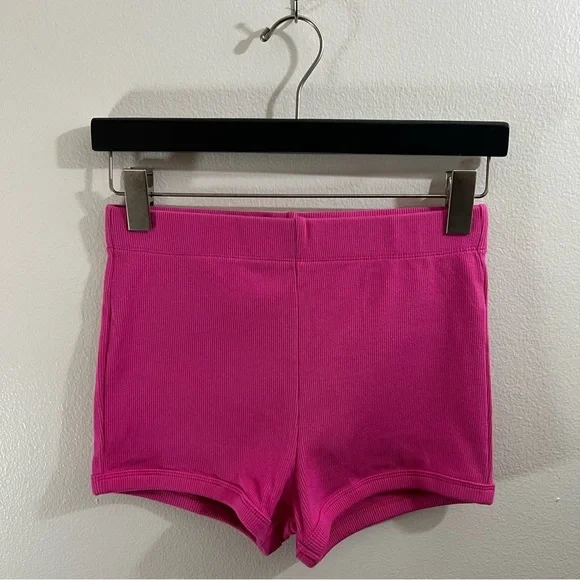 Zara pink high waisted cotton rib micro shorts size medium - Picture 2 of 5